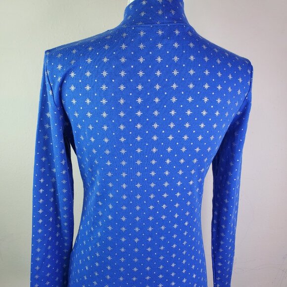 Karen Scott Womens Blue Snowflake Dot Mockneck Top PS - Picture 7 of 10